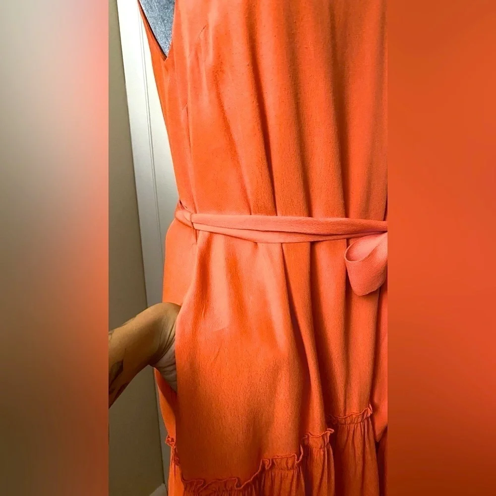 Banana Republic Flowy Orange Dress w/Removable Tie Belt & Pockets Size 6